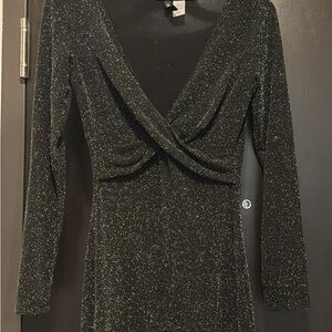 H&M Sparkling Black Long Sleeve Bodycon Dress